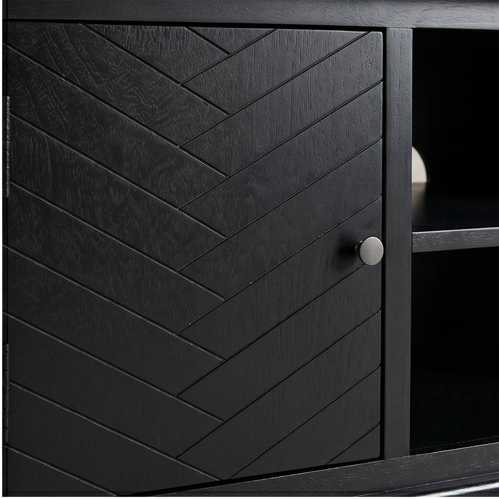 Roomviax Magnolia 2 Door 2 Shelf Media Stand Black