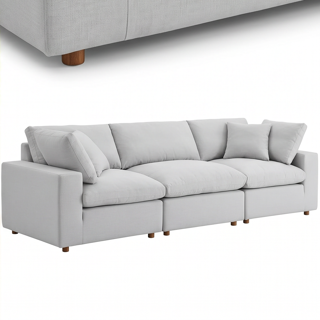 Roomviax Carmen Down Filled Overstuffed Sofa Light Gray