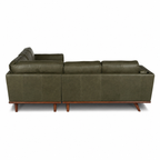 Olive Green Upholstered L Shaped Sectional Sofa with Wood Legs