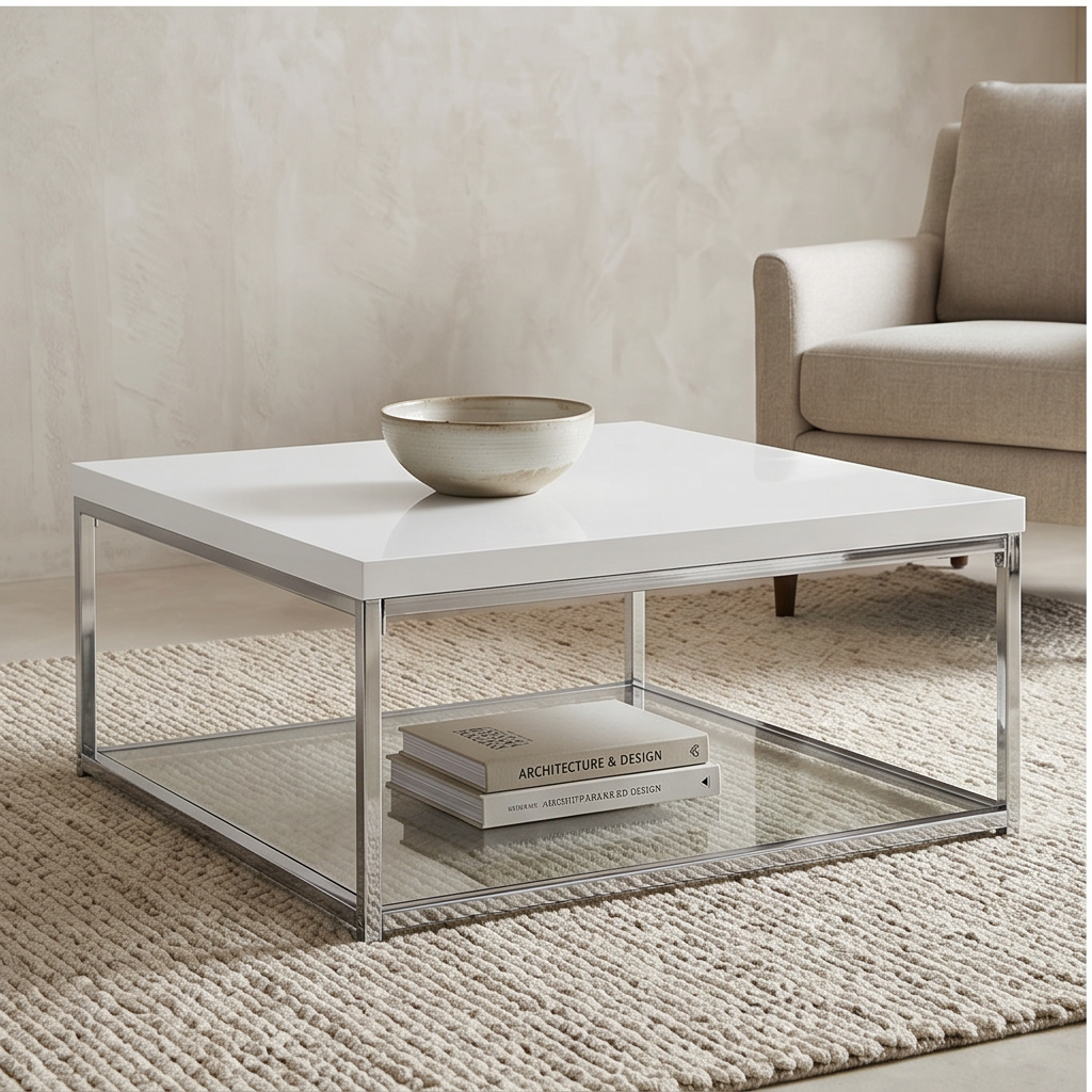 Roomviax Mark Chrome High Gloss Coffee Table White/Chrome