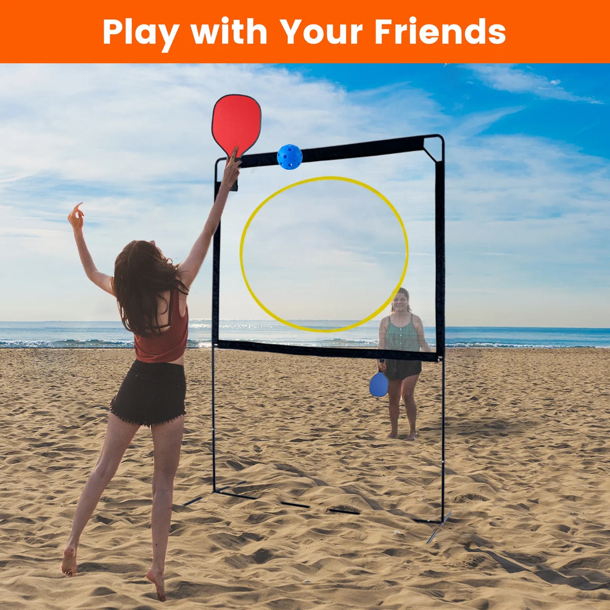 Slsy Portable Pickleball with Net, A Racket Game That Combines Pickleball, Badminton, Jianzi, and Tennis, Backyard Games Sport Outdoor Indoor, Fun Games for Kids & Adults