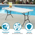 Lifetime 6' Commercial Grade High - Quality Fold - in - Half Folding Table, White (25011)
