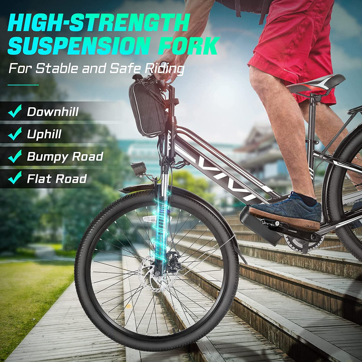 Vivi Electric Bike 26" City Commuter Electric Bike 48V 500W Step - Through Electric Bike 19.8MPH Electric Cruiser