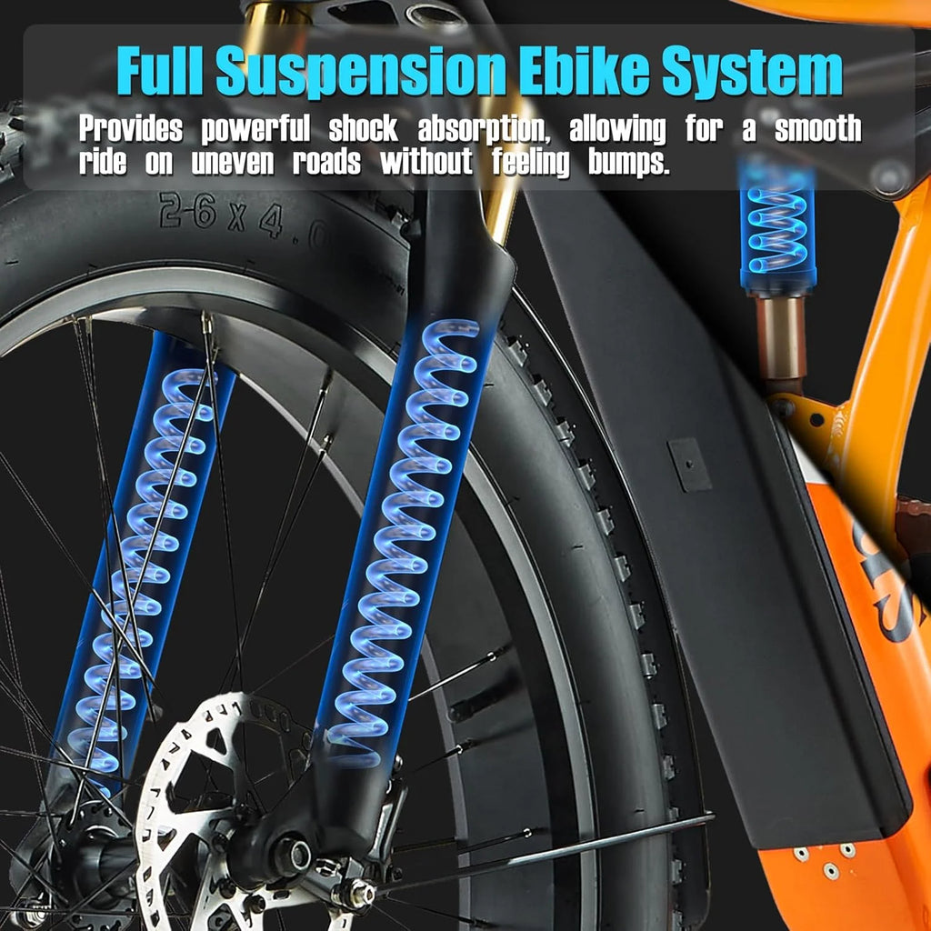Electric Bike for Adults 26'', 1000W E - Mountain Bike 48V 30/20ah UL2849 Removable Battery, Fat Tire Ebike up to
