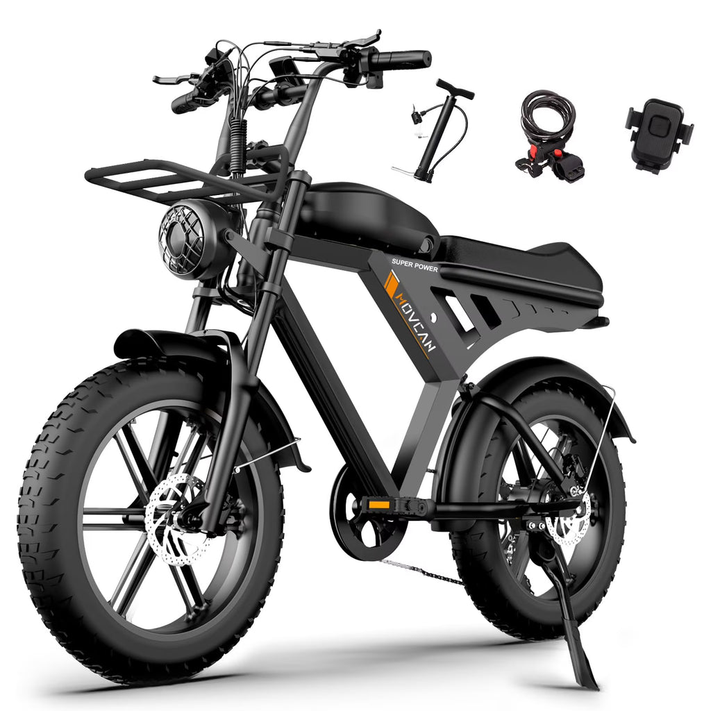 Movcan V30 Electric Bike for Adult, 1000W 20" Fat Tire 48V 15.6AH Removable Battery, 28MPH 7 - Speed Disc Brake Off
