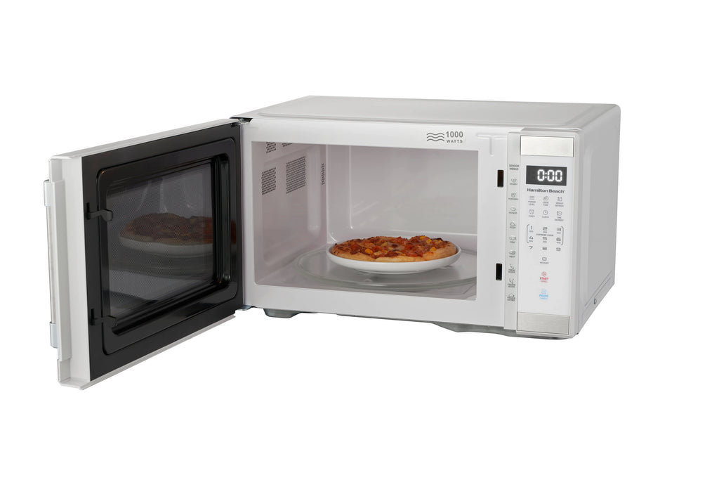 Hamilton Beach 1.1 Cu. Ft. Countertop Microwave Oven, 1000 Watts, White Stainless Steel