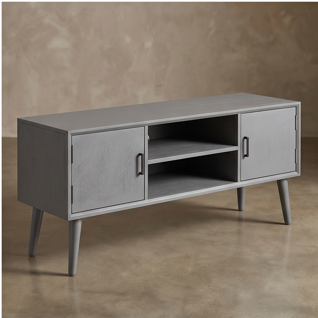 Roomviax Sorrento 2 Door 1 Shelf Media Stand Distressed Gray