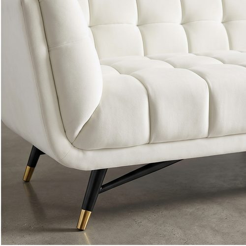 Roomviax Adrianna Upholstered Velvet Sofa Ivory