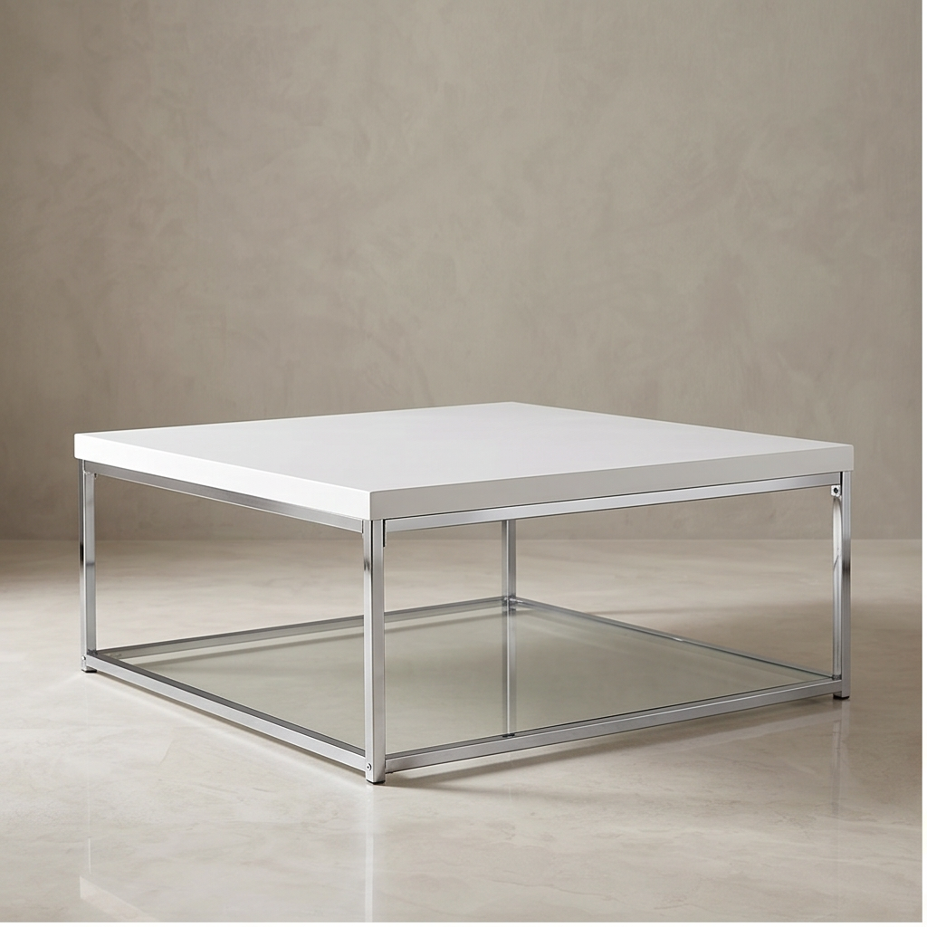 Roomviax Mark Chrome High Gloss Coffee Table White/Chrome