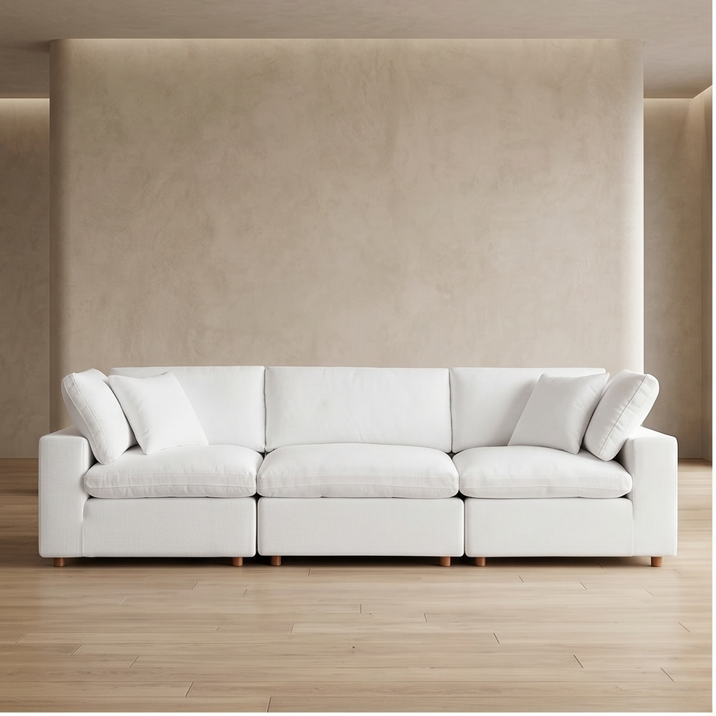 Roomviax Carmen Down Filled Overstuffed Sofa Pure White