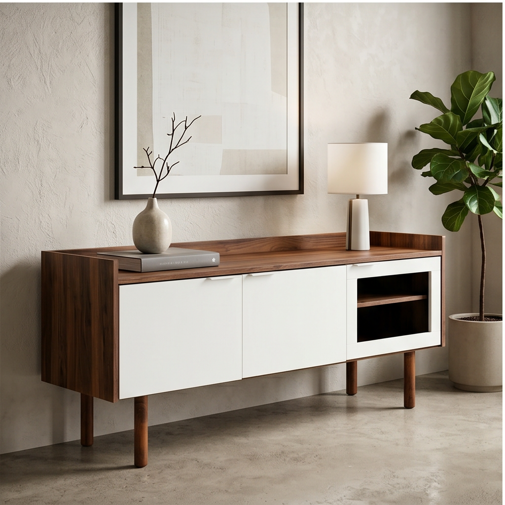 Roomviax Sade 2 Shelf Media Stand Walnut/White