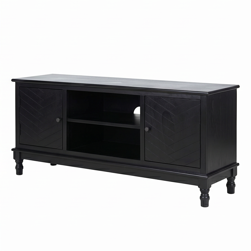 Roomviax Magnolia 2 Door 2 Shelf Media Stand Black