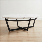 Roomviax Pluto Oval Coffee Table White Marble/Black