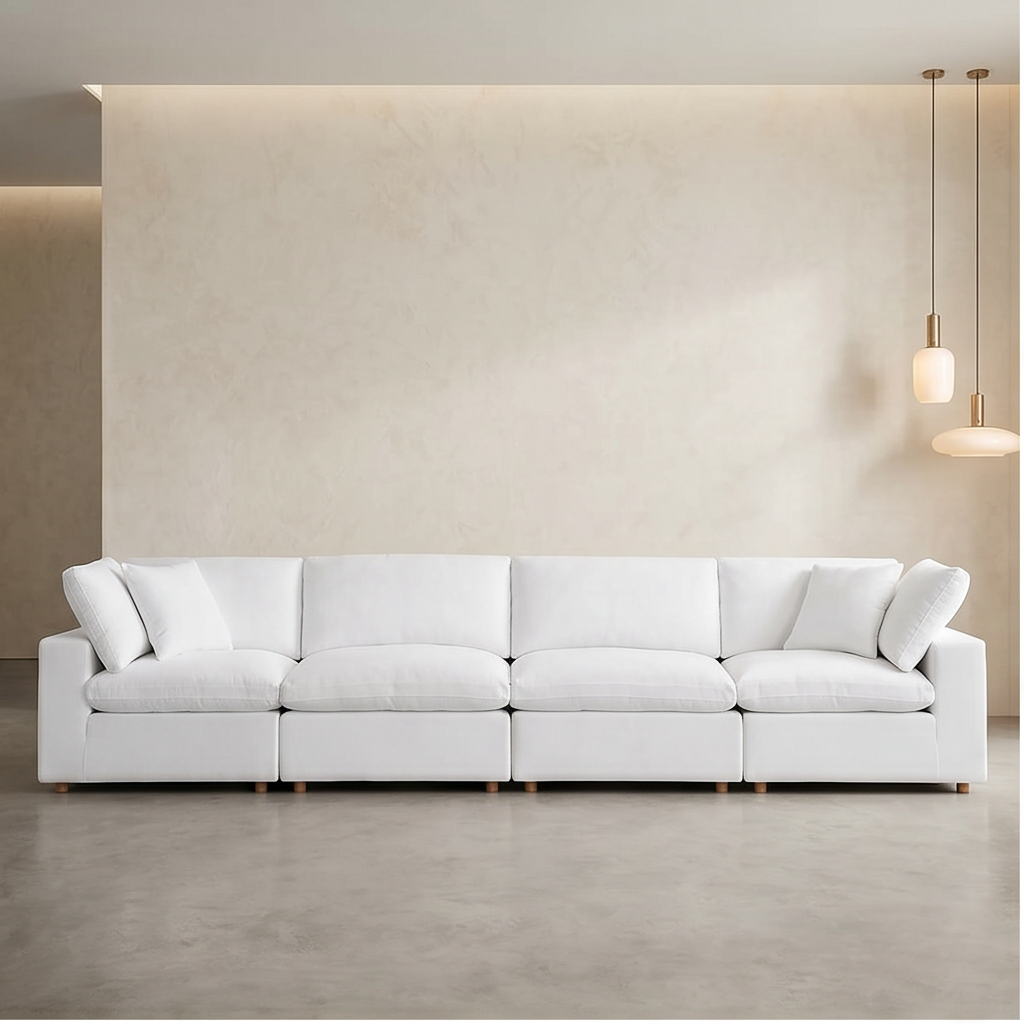 Roomviax Carmen 4 Piece Modular Sectional Sofa Pure White