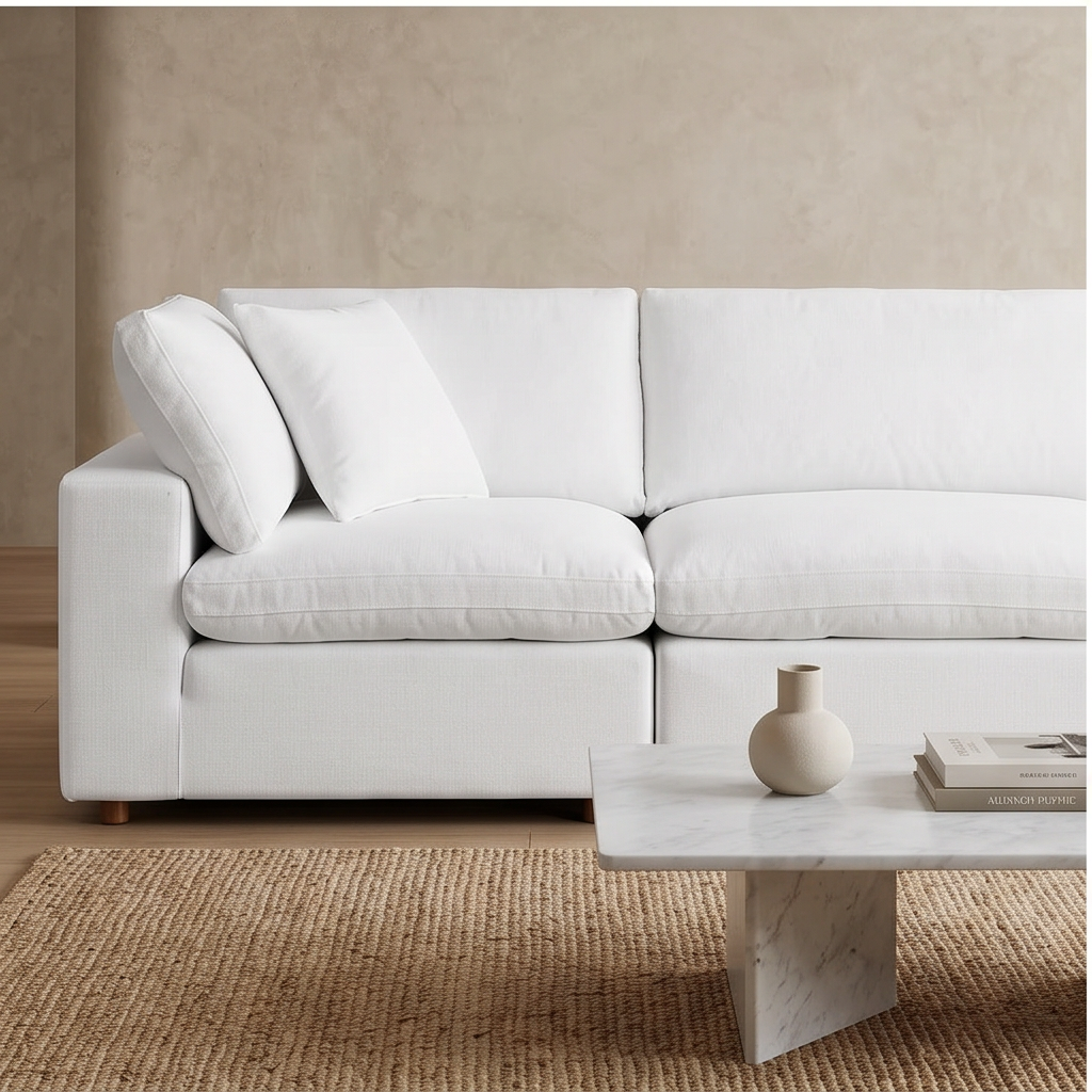 Roomviax Carmen Down Filled Overstuffed Sofa Pure White