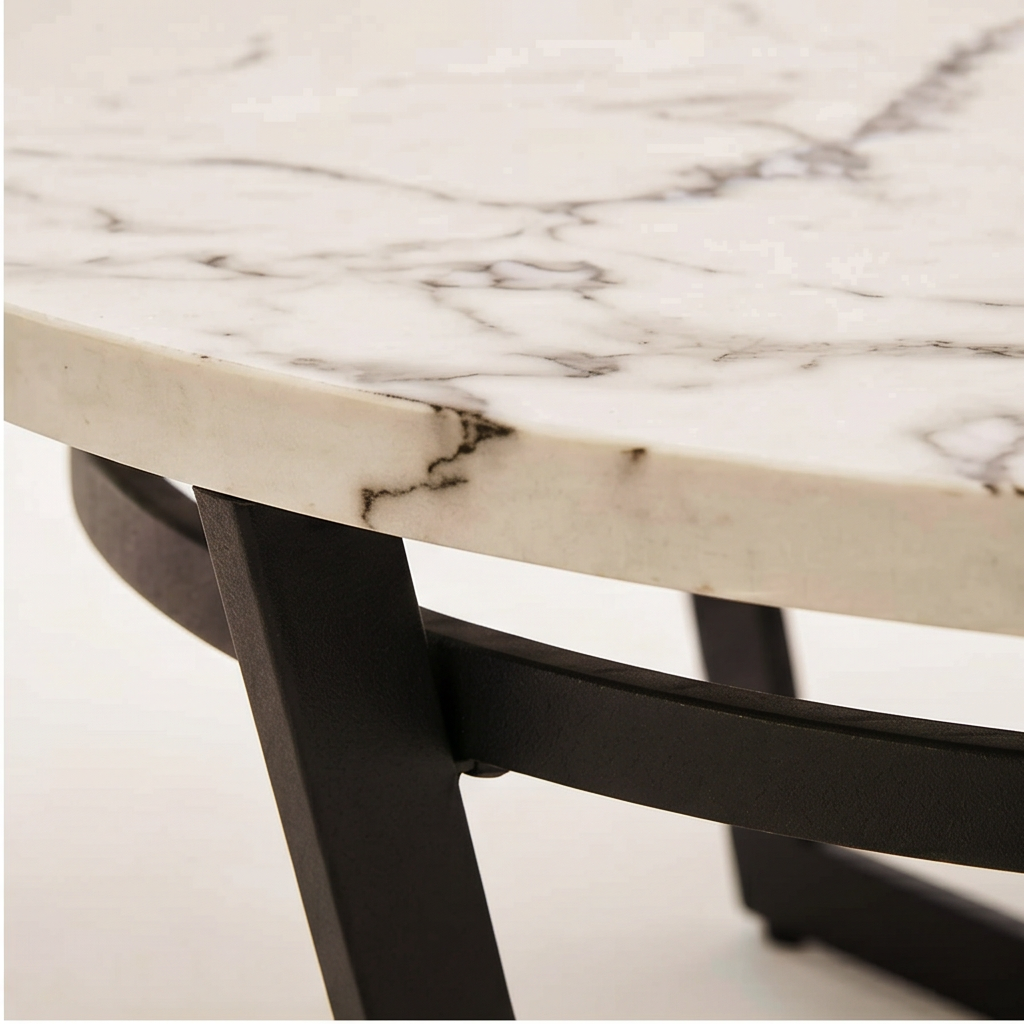 Roomviax Pluto Oval Coffee Table White Marble/Black
