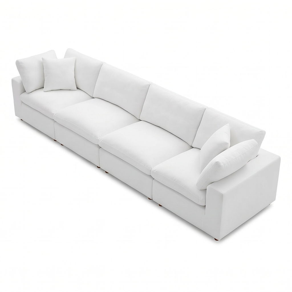 Roomviax Carmen 4 Piece Modular Sectional Sofa Pure White