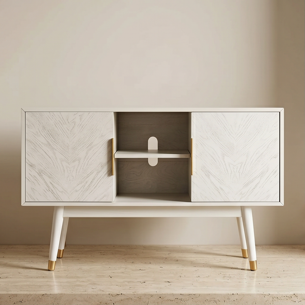 Roomviax Liam 2 Door Media Stand White Washed