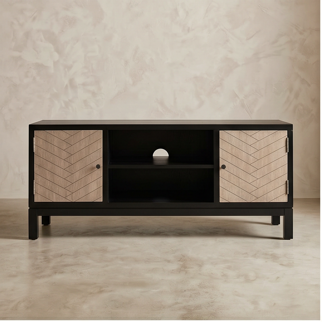 Roomviax Ajani 2 Door 1 Shelf Media Stand Black/Greige