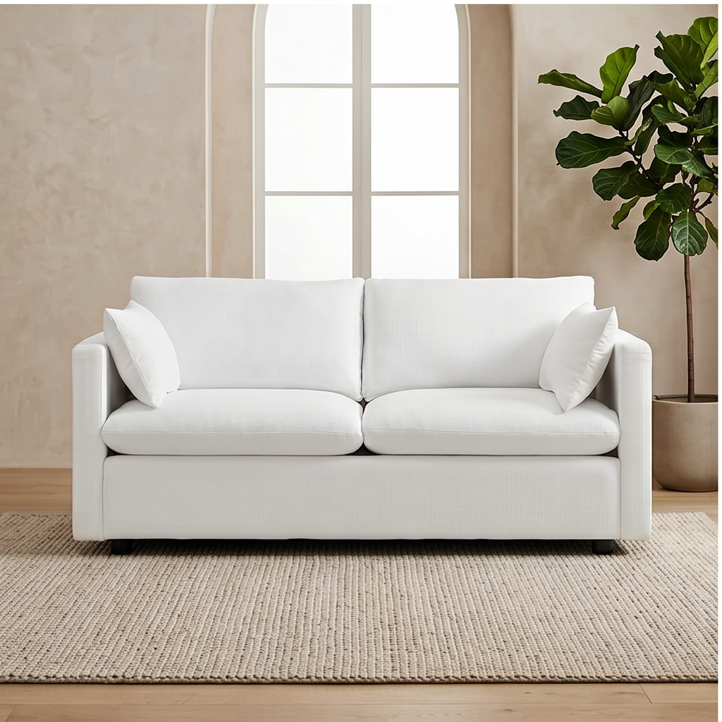 Roomviax Antonio Upholstered Fabric Sofa White