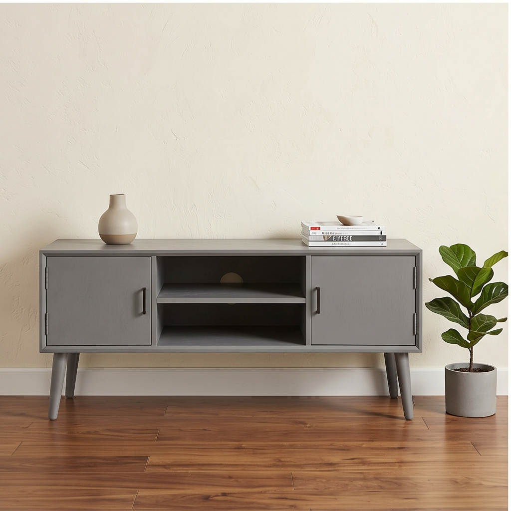 Roomviax Sorrento 2 Door 1 Shelf Media Stand Distressed Gray