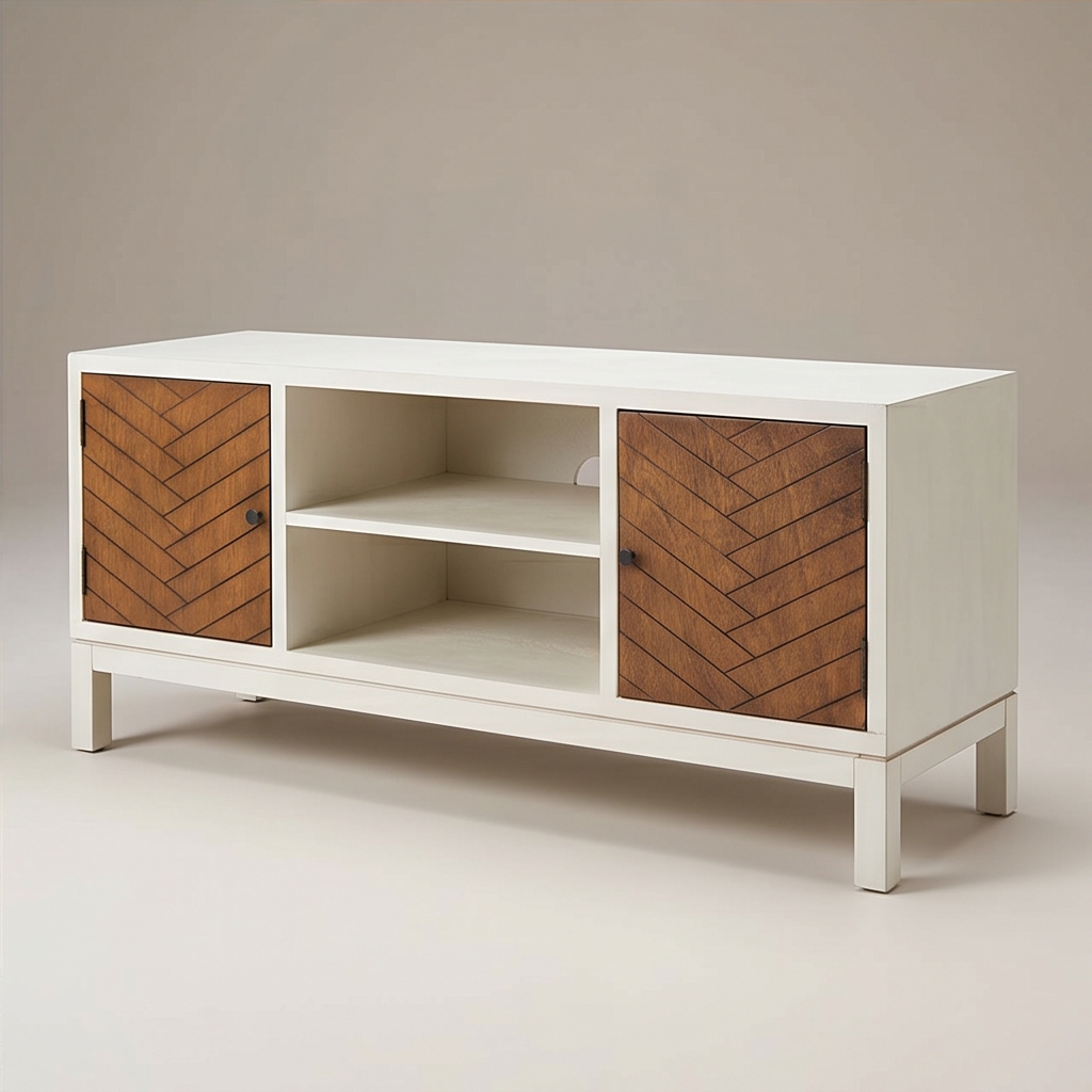 Roomviax Ajani Media Stand Distressed White/Honey Brown