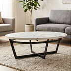 Roomviax Pluto Oval Coffee Table White Marble/Black